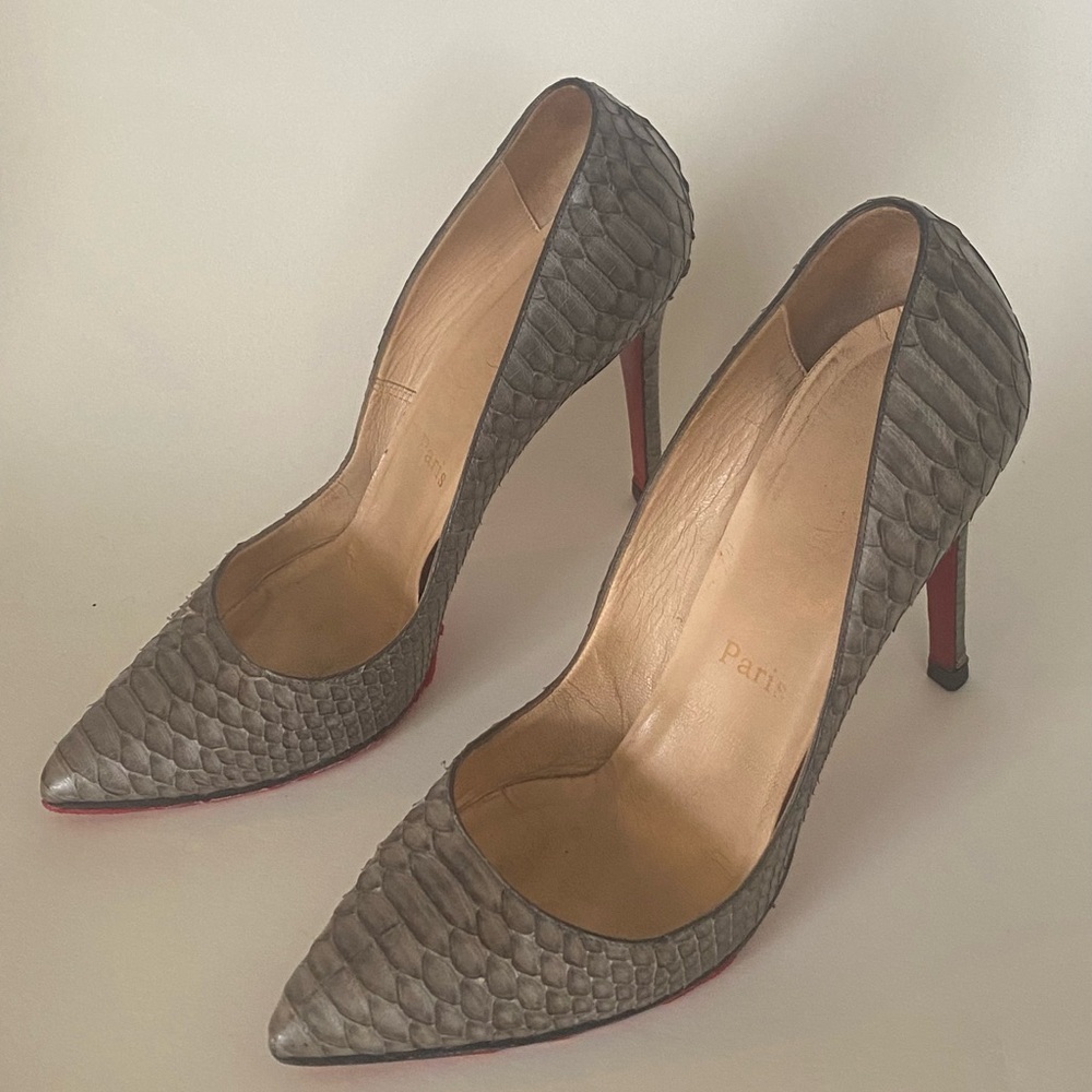 Christian Louboutin Gray Textured Heels